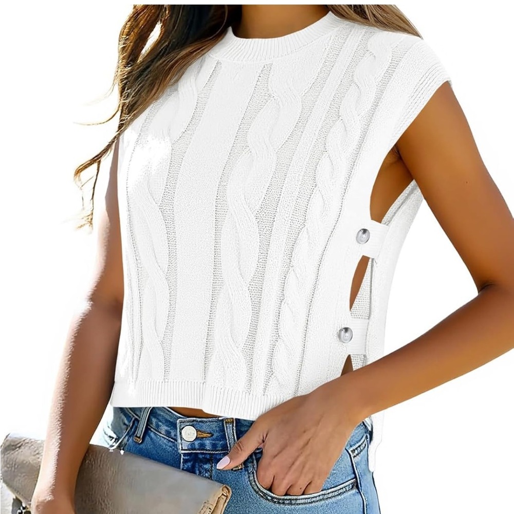 COPY - Super Unique Soft Knit Open Sides With Button Accents❤️